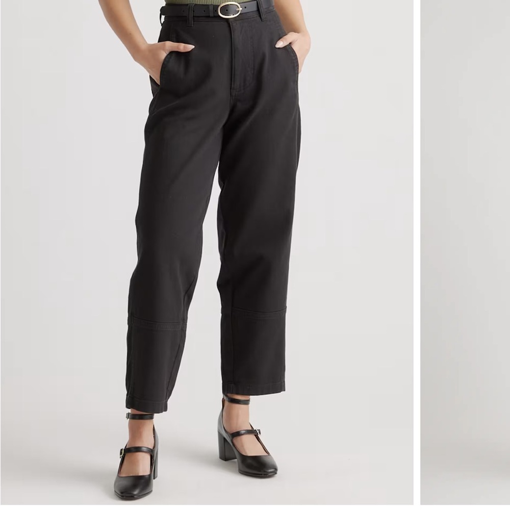 Quince Organic Stretch Cotton Twill Barrel Pants - Black 2
